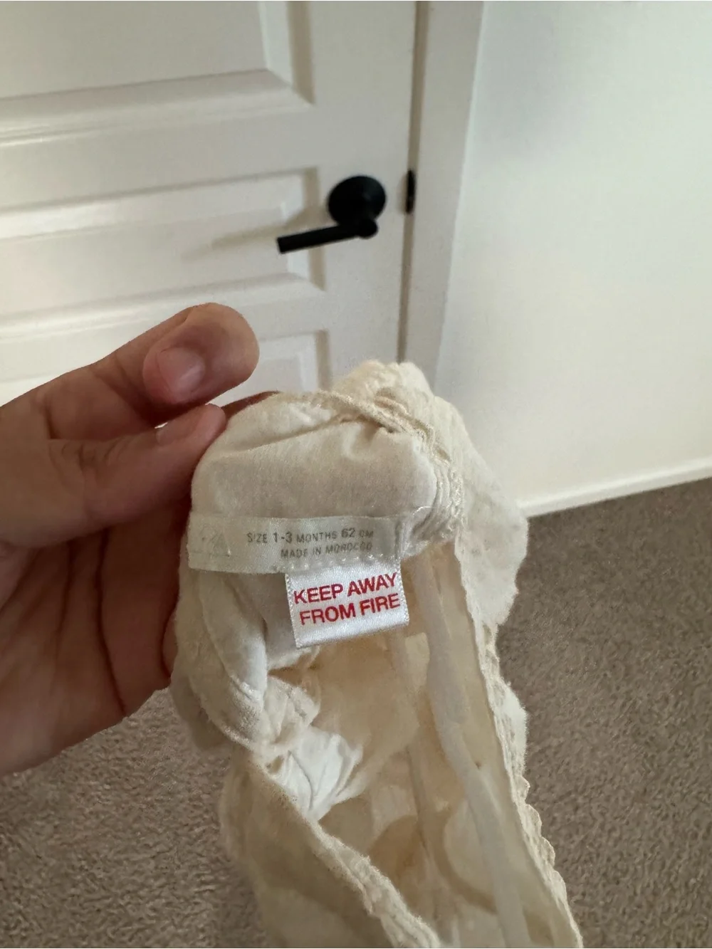 Zara Cream Baby Romper with Lace Trim